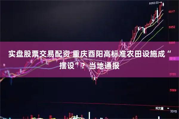 实盘股票交易配资 重庆酉阳高标准农田设施成“摆设”?当地通报